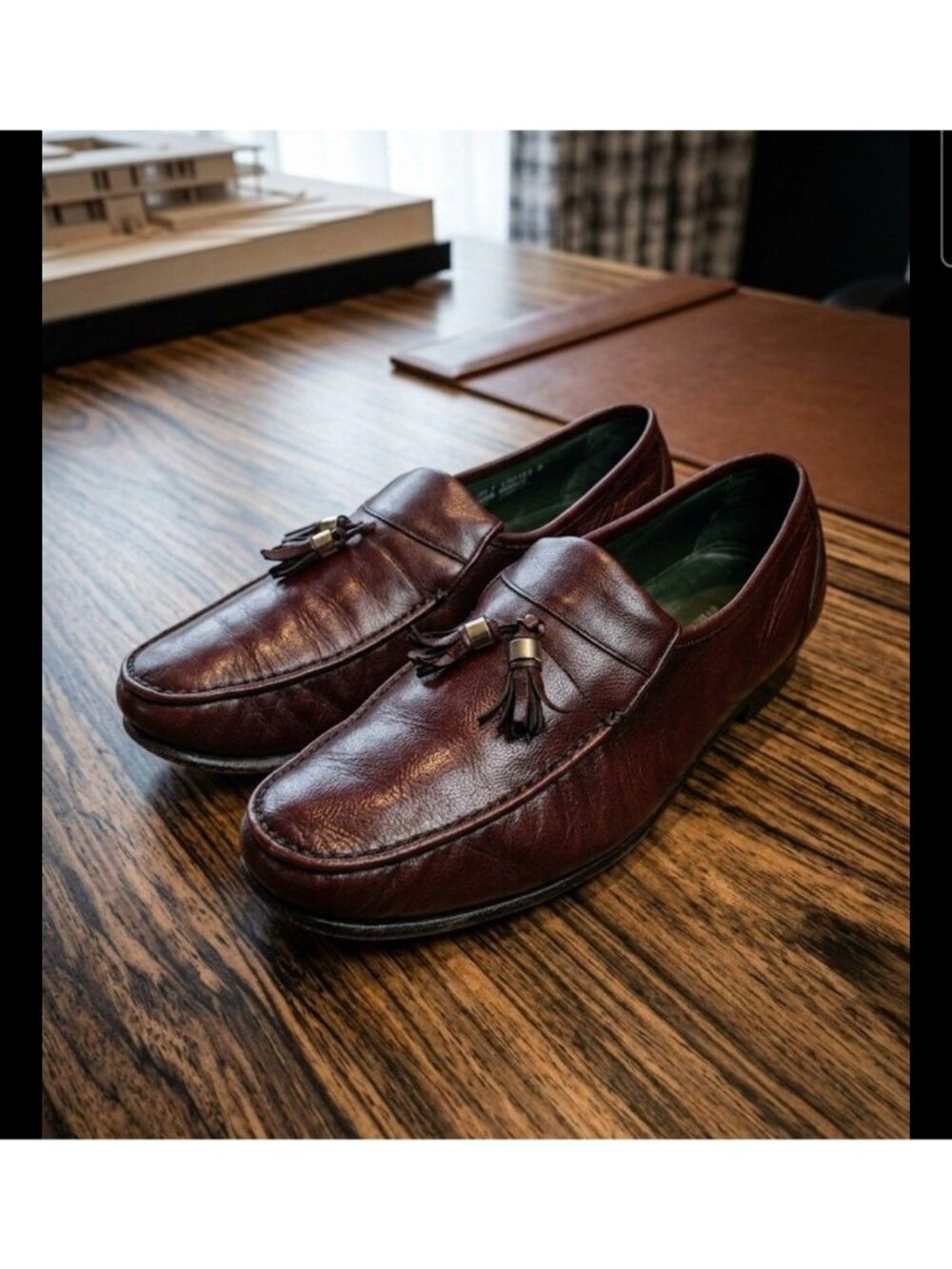 Nettleton Vintage Burgundy Leather Tassel Loafers Men Size 9.5 - Made in India